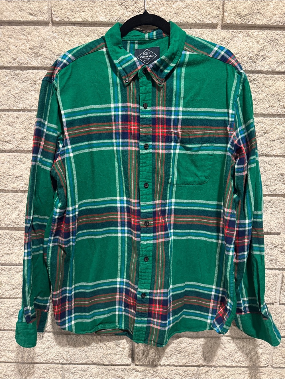 Green Plaid Button-Down Men's Shirt
